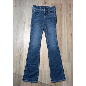 American Eagle Size 00 Kick Boot Jeans Dark Wash Blue Denim Next Level Stretch